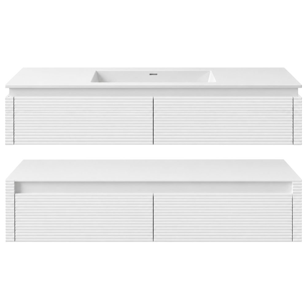 Segeo Solid Oak Floating Vanity, White