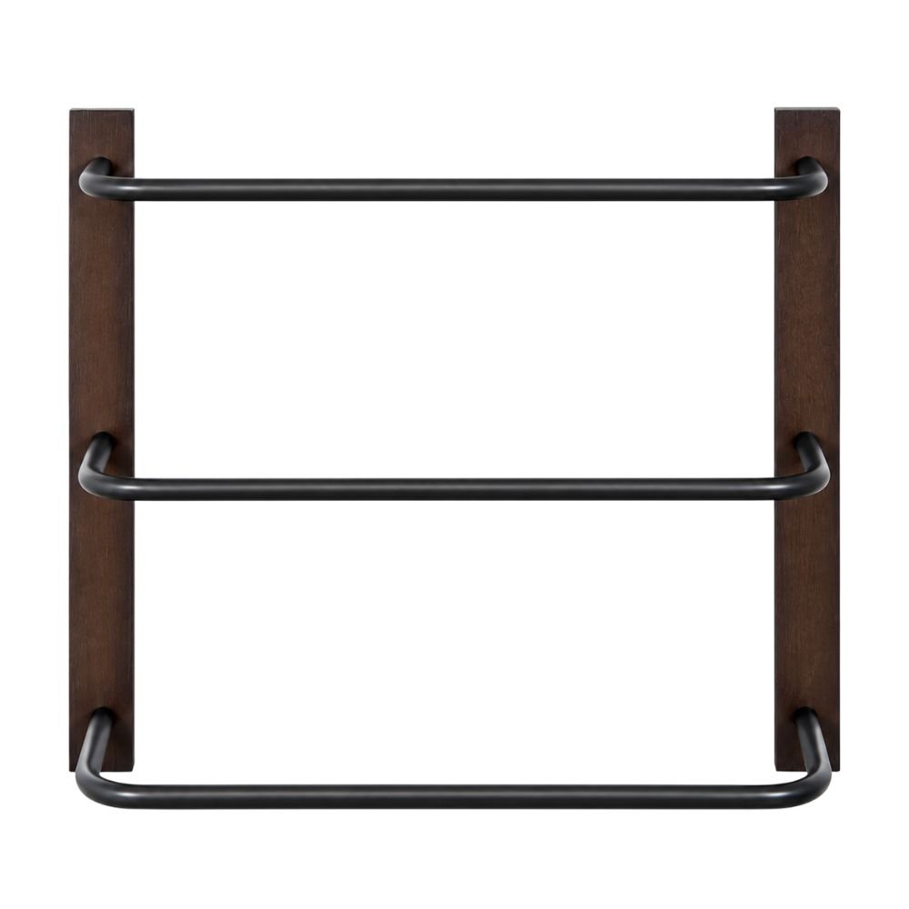 Matte black 3-tier ladder towel holder, wall mounted, 20 inches wide