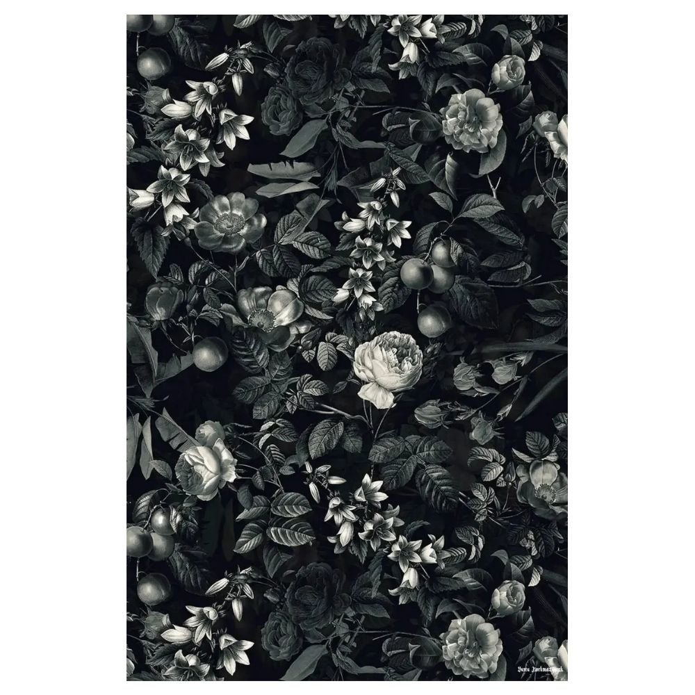 Black Forest III, a black and white floral art print