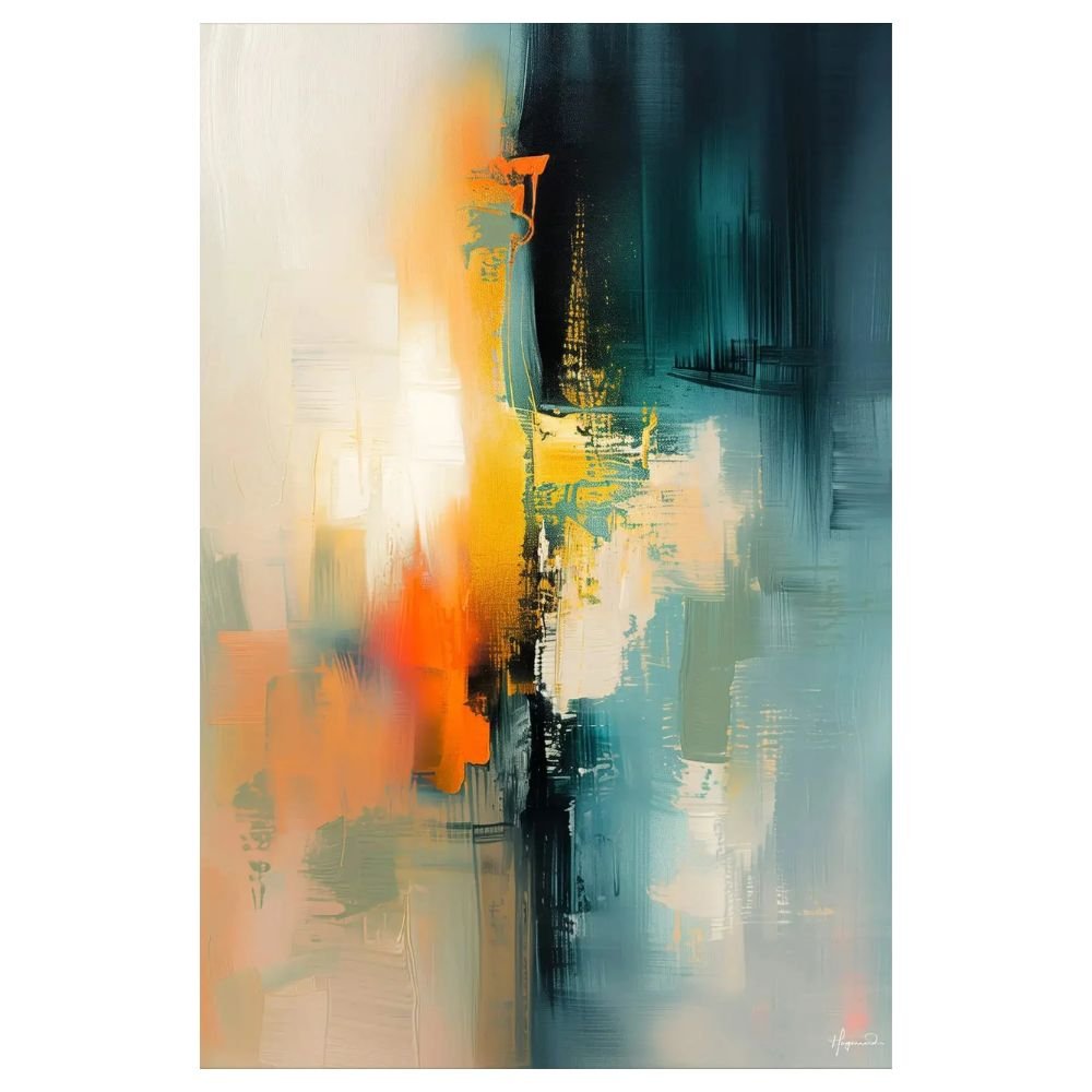 Contemporary Orange and Teal Wall Art, an abstract canvas print