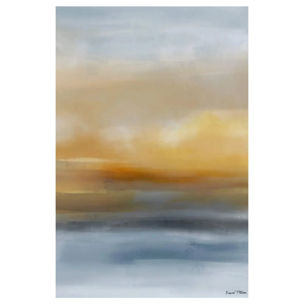 Cool Blue and Yellow Abstract Sunset Art canvas print