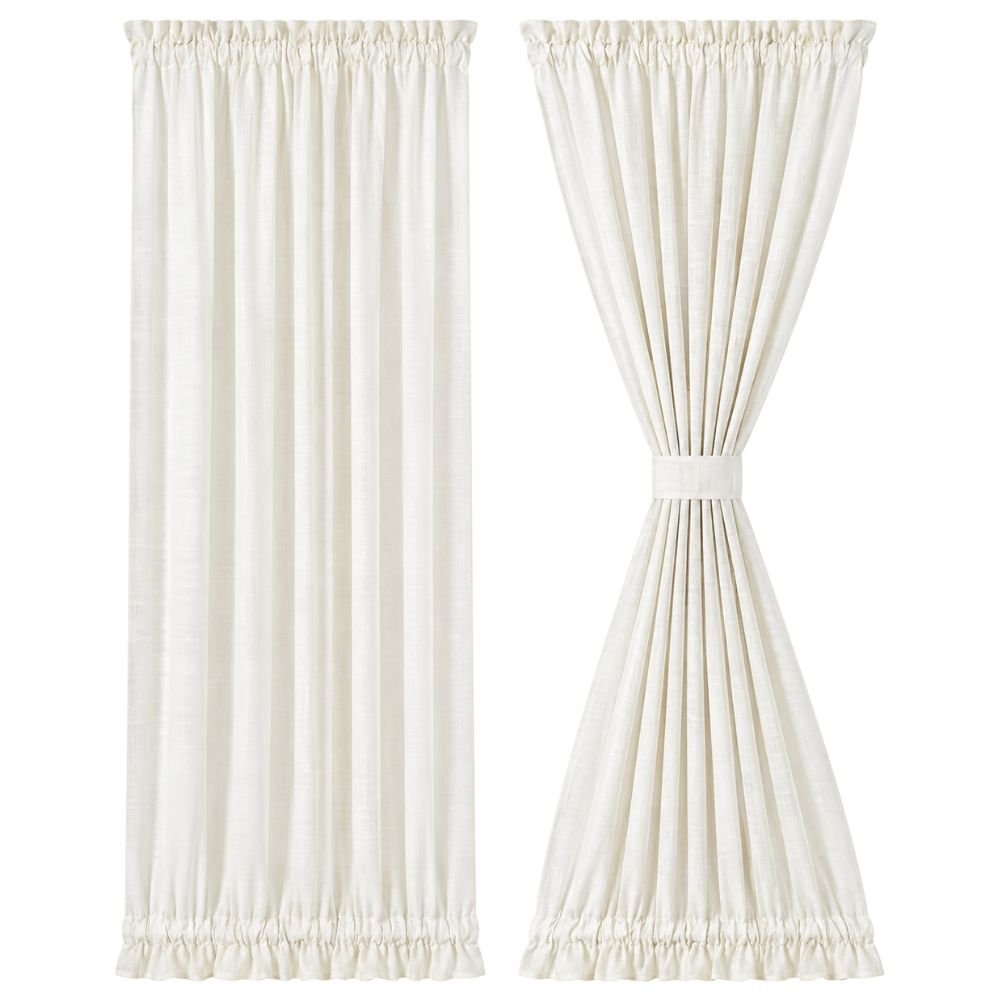 Custom rod pocket curtain sized for a French door panel