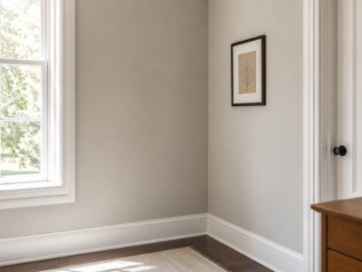 Matte-painted wall in a room corner under soft natural daylight