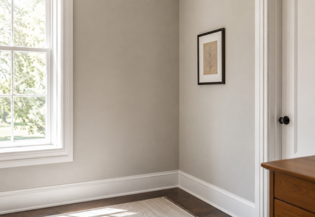 Matte-painted wall in a room corner under soft natural daylight
