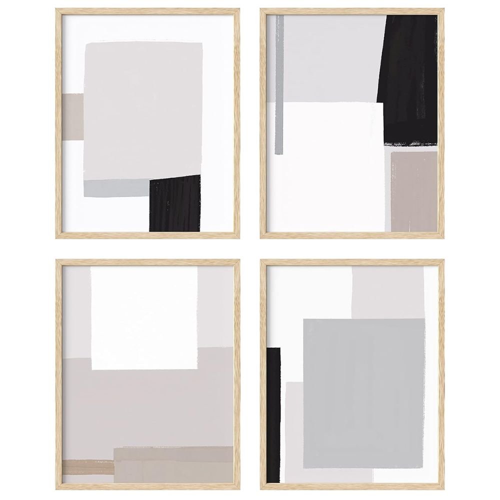 HAUS AND HUES Abstract Minimalist Wall Art, a framed set of 4