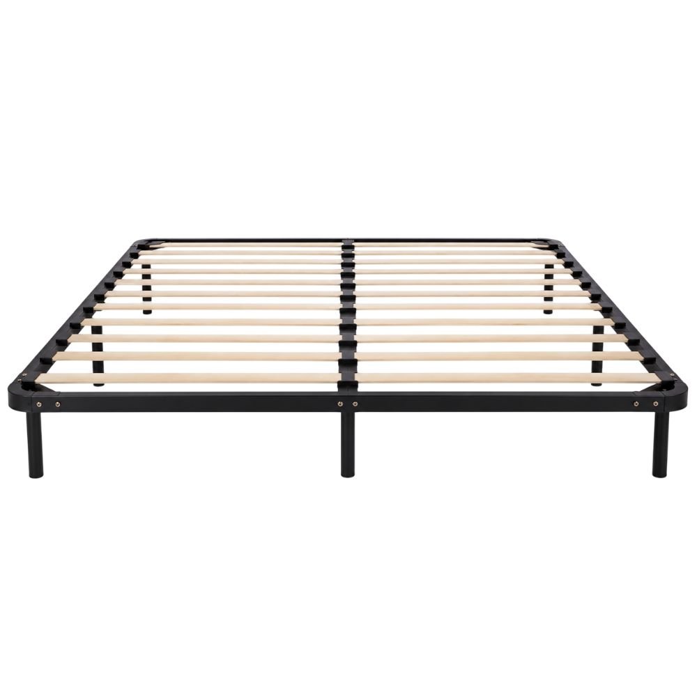HOMCOM Torsion Arched Wood Slat Steel Platform Bed Frame