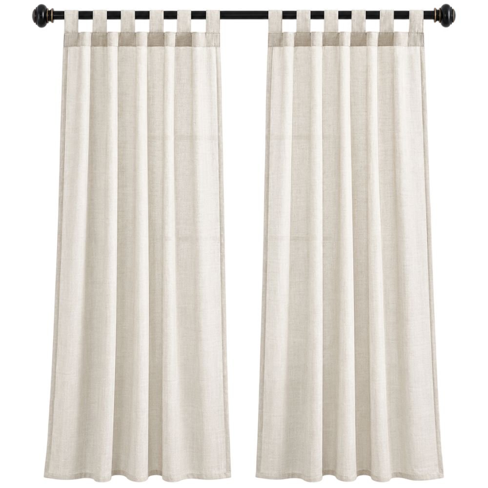H.VERSAILTEX natural linen tab top curtain panels, semi-sheer