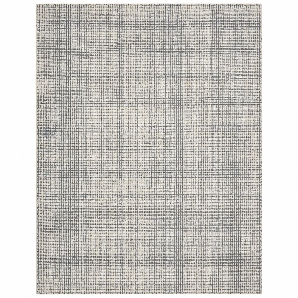 Hand-Tufted 100% Wool Pile Area Rug (Geometric Grid Check), Indigo Blue, 8×10