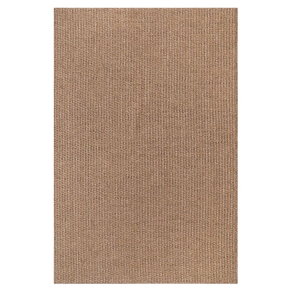 Flatwoven jute area rug rated for indoor and outdoor use, 8 by 10 feet.