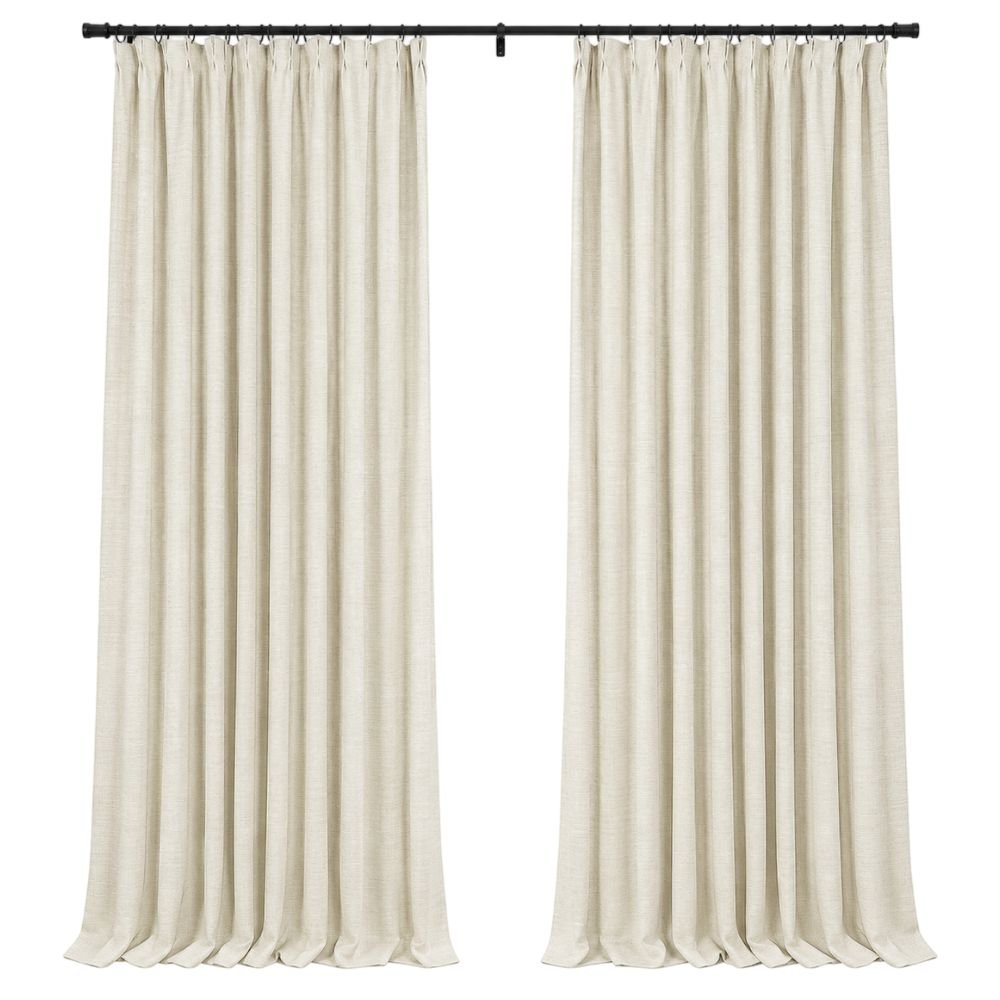 Kyla linen extra wide pleated curtains for oversized windows