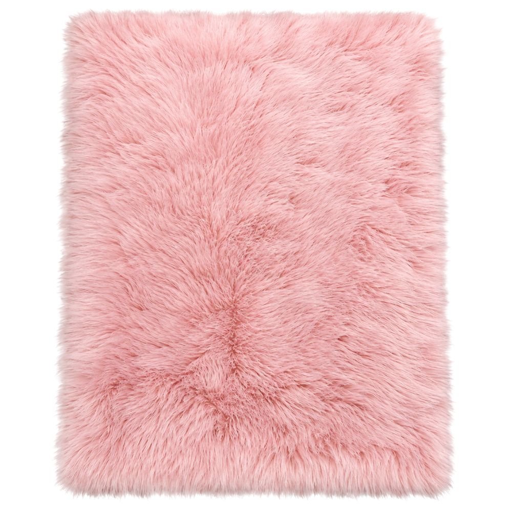 LOCHAS Soft Fluffy Faux Fur Bedside Rug, 2×3, Pink