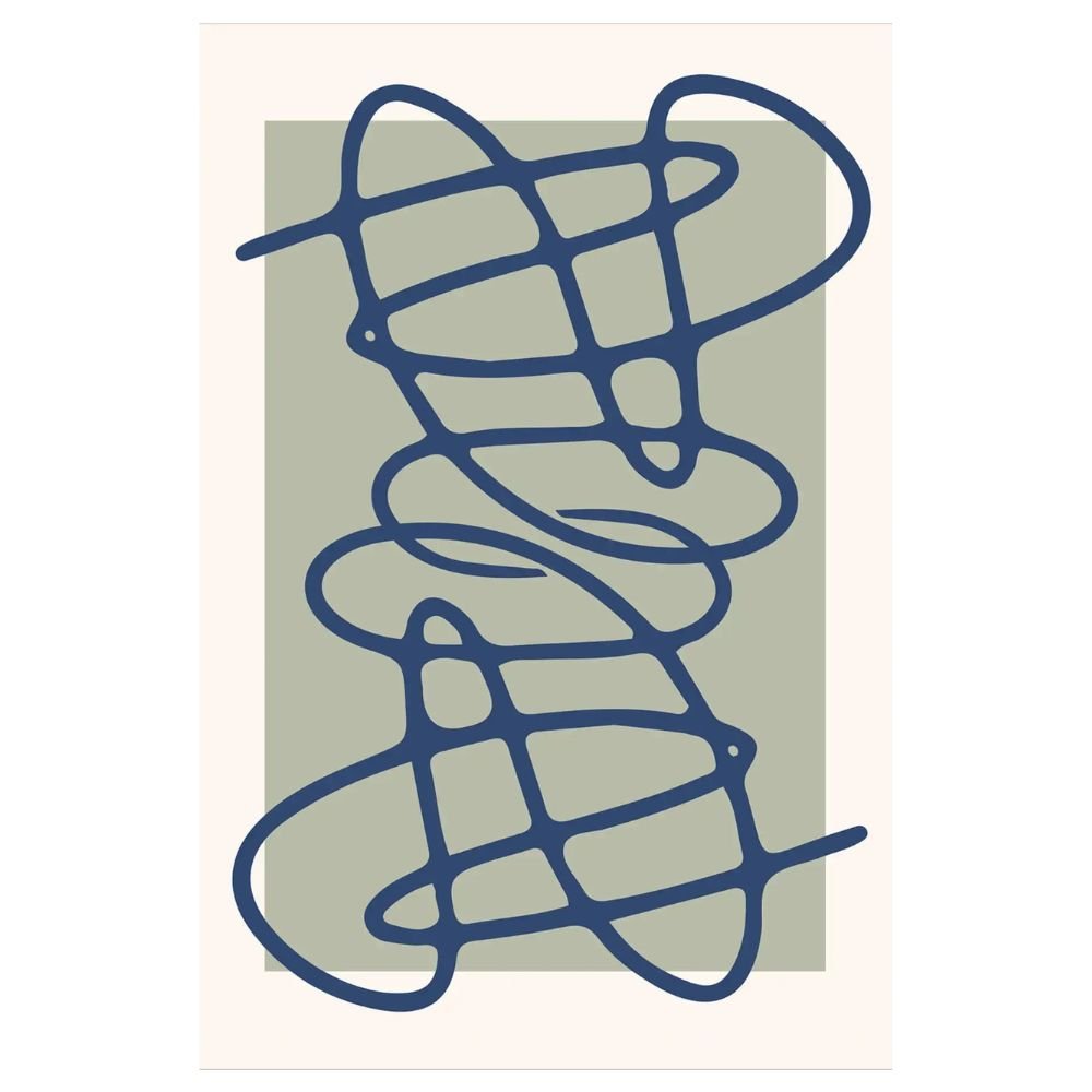 Minimal Blue Scribble Lines Wall Art, a line-art print on white