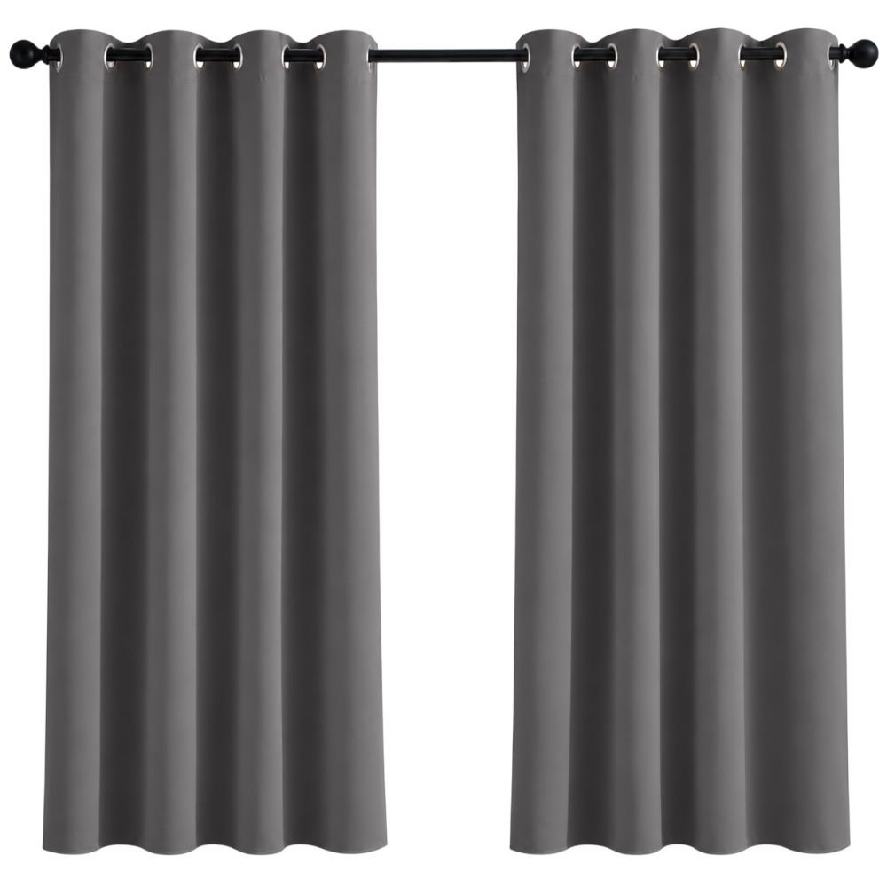 NICETOWN grey blackout curtain panels with grommet header