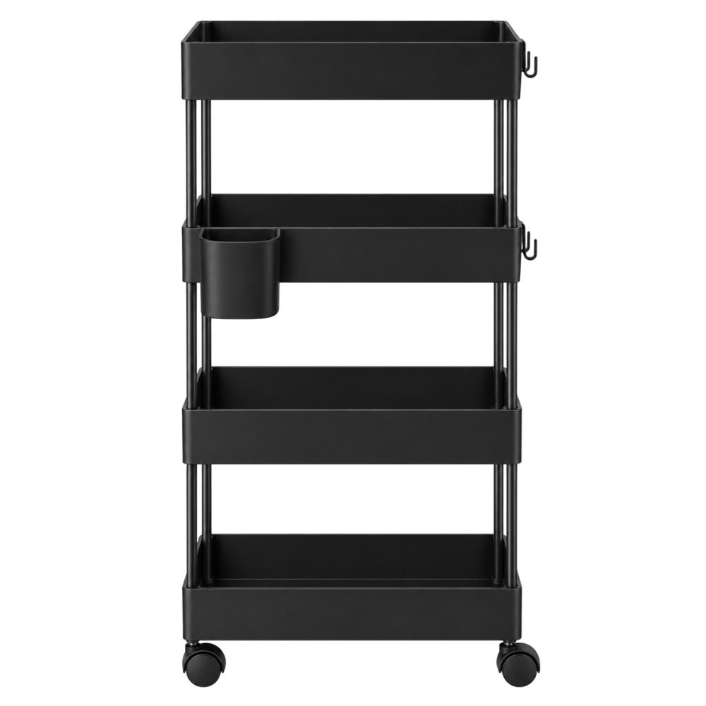 Pipishell slim 4-tier rolling storage cart with wheels in black