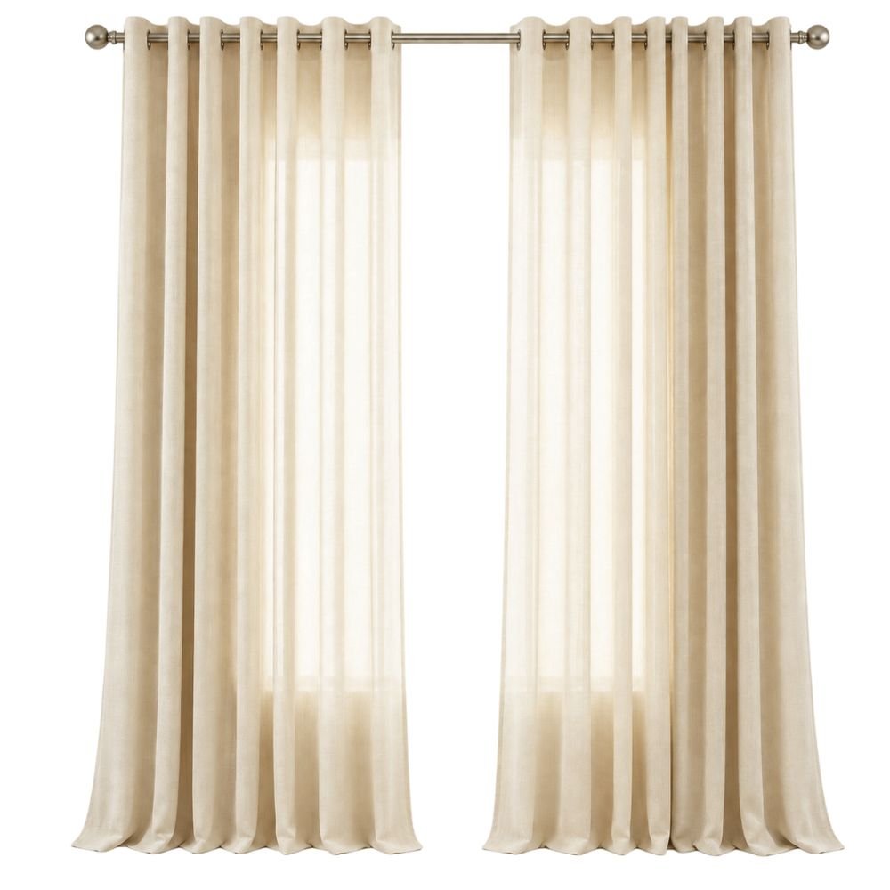 Patti premium Belgian flax linen curtain with grommet header