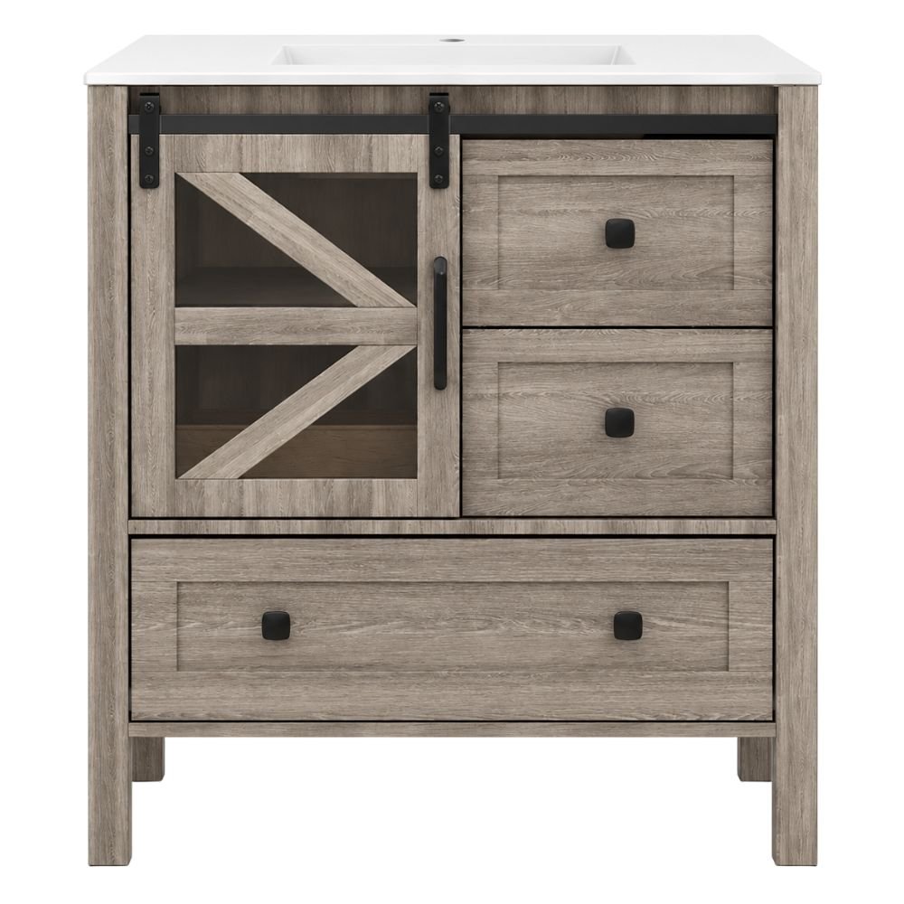 Sigsoul Farmhouse Bath Vanity With Barn Door