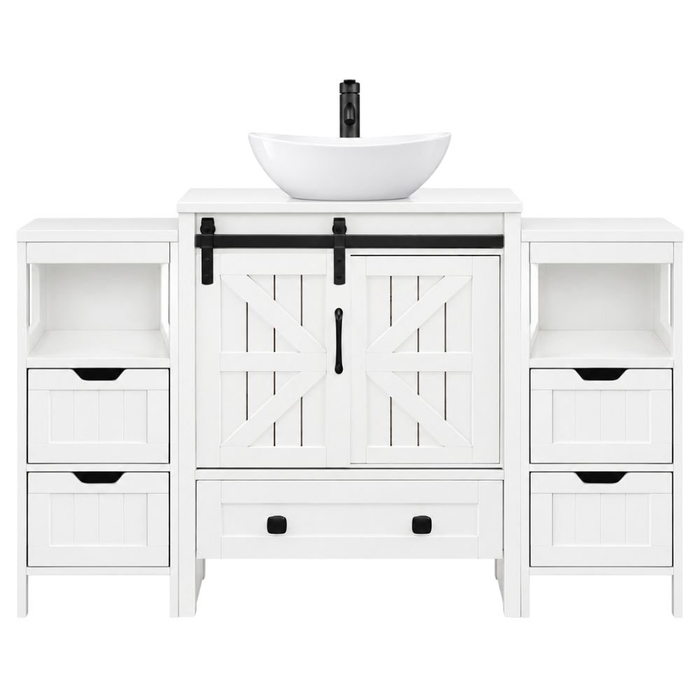 Sigsyl Vessel Sink Vanity With Side Cabinets