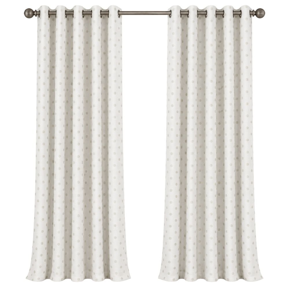 Stefana Silber patterned grommet curtains in polka dot, windowpane, or stripe print