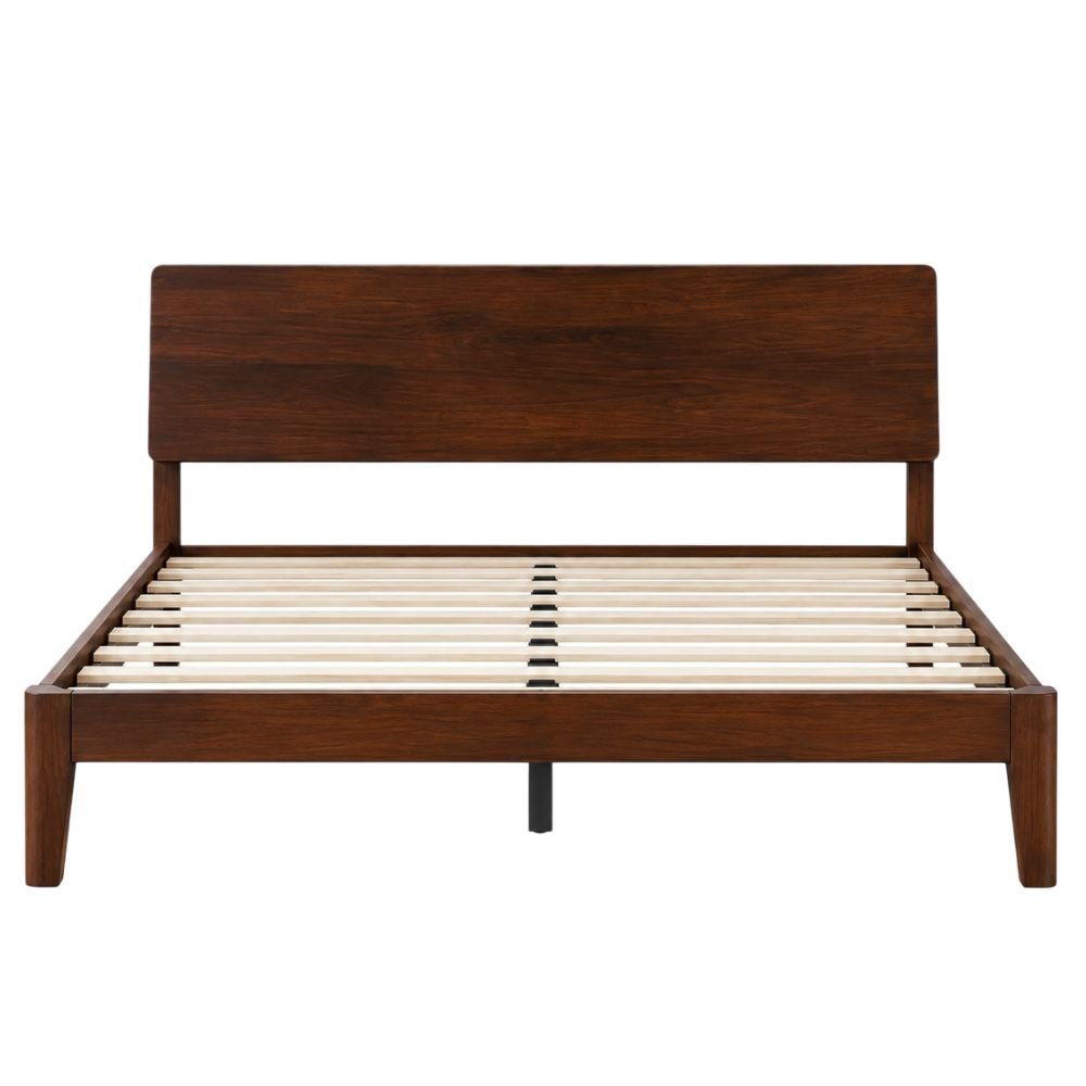 SweetNight Solid Wood Platform Bed Frame With Adjustable Headboard