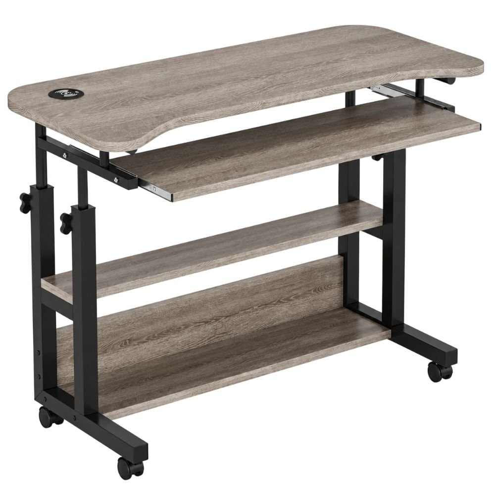 Tribesigns Mobile Height-Adjustable Desk With Charging Station