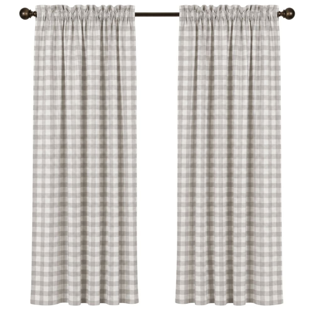 VHC Brands farmhouse buffalo check short curtain panel pair