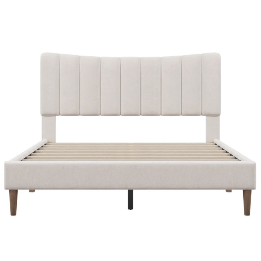 Vinsetto Upholstered Platform Bed With Channel-Tufted Headboard