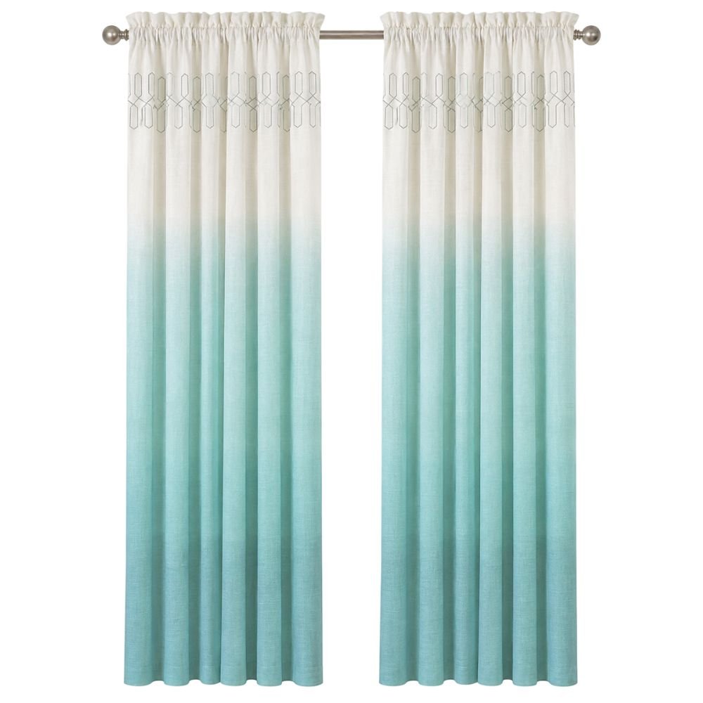 VUE Arashi modern boho ombre rod pocket curtain panel in teal