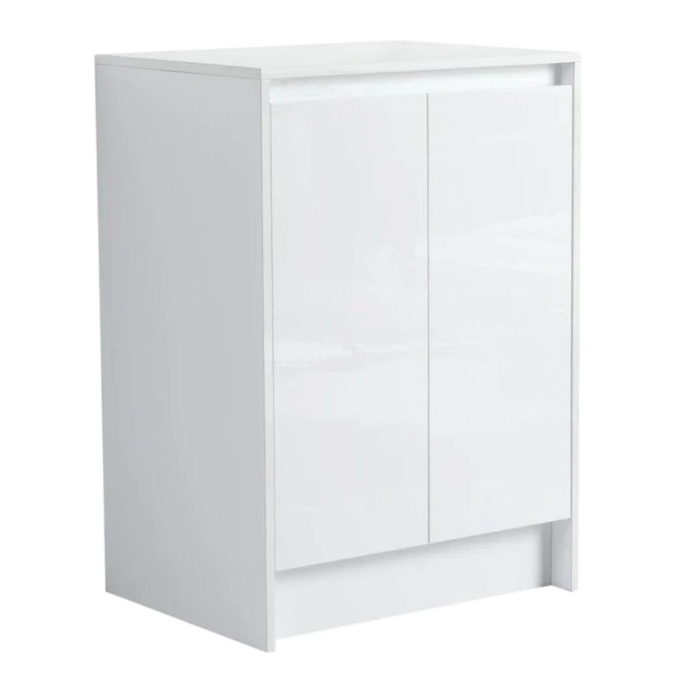 Allsumhome Glossy White Bathroom Floor Cabinet