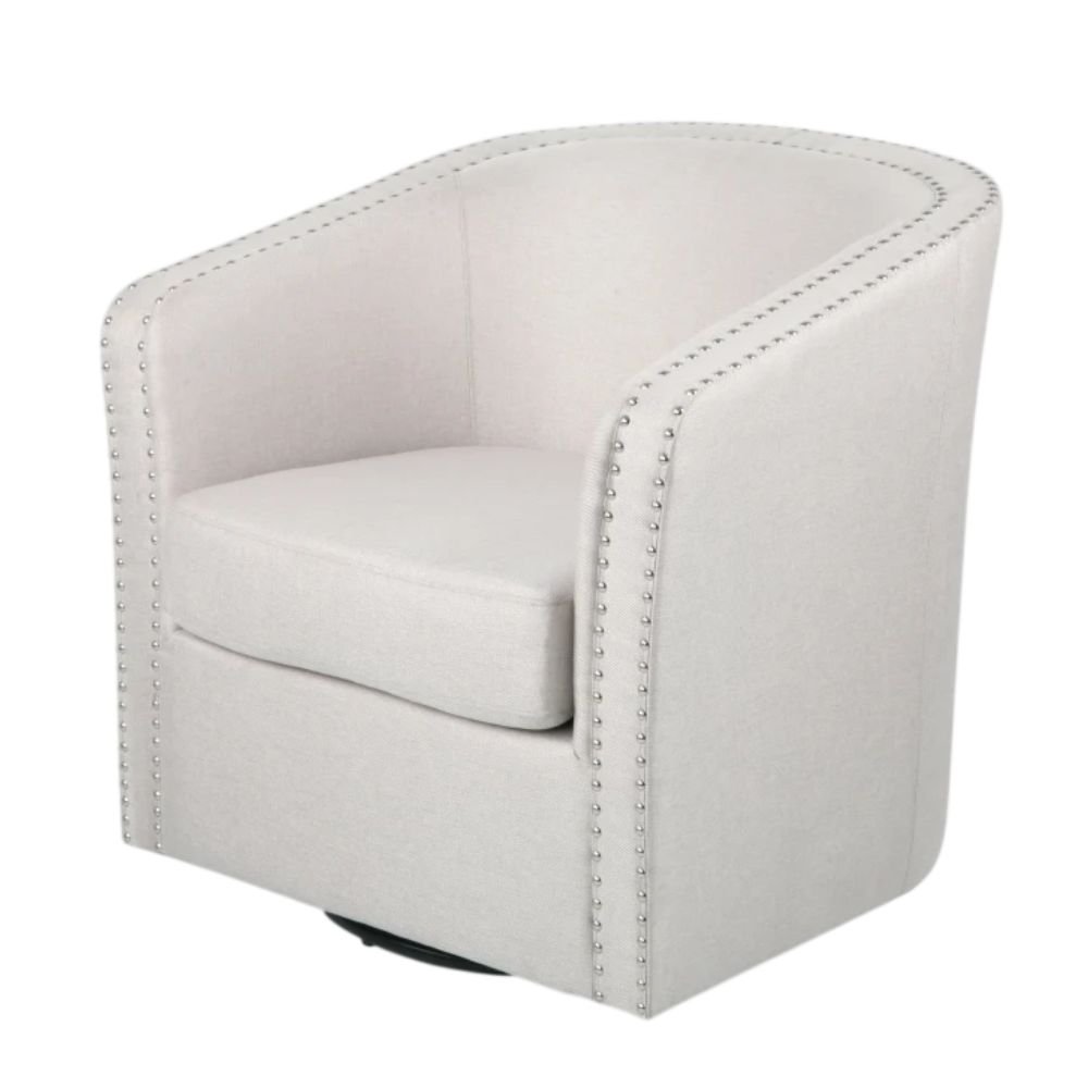 Swivel Barrel Club Chair With Nailhead Trim