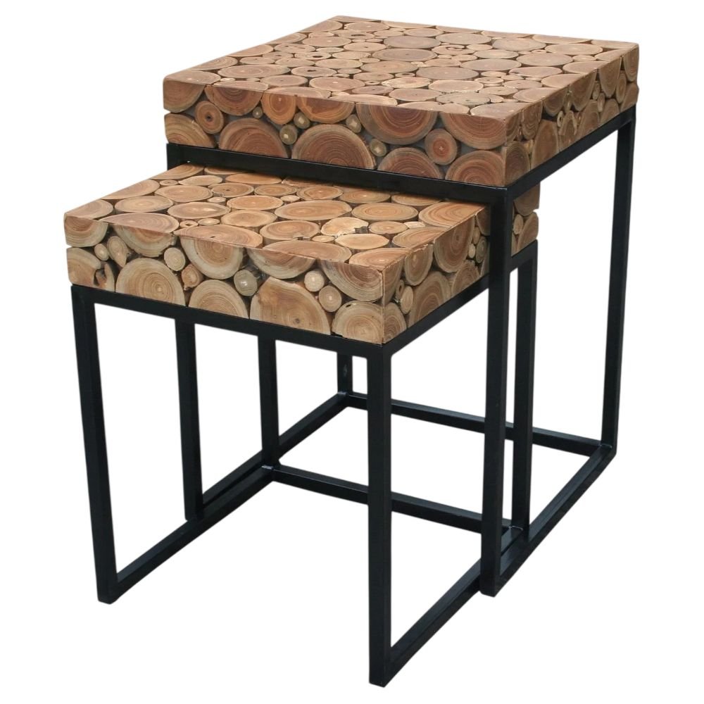 CHIC TEAK Teak Nesting Side Tables, Set of 2