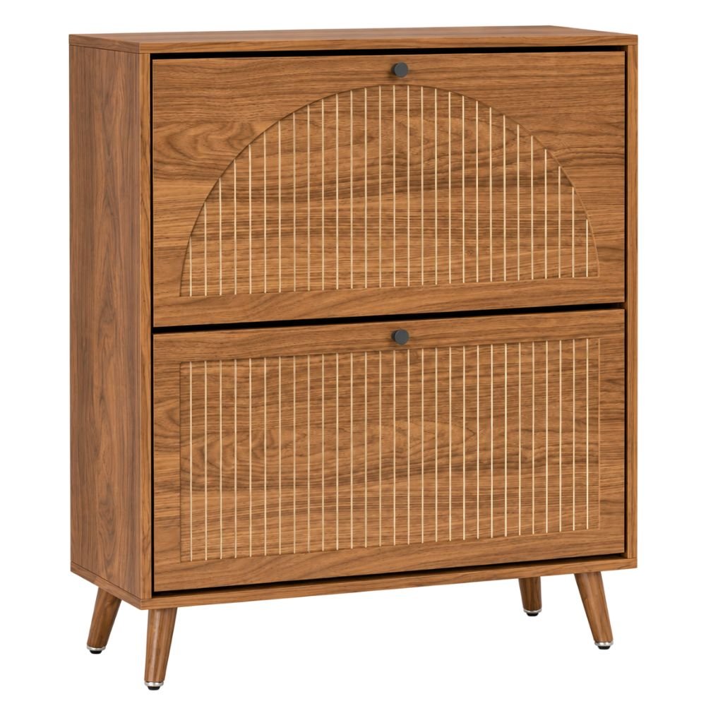 Fsbecl Fluted Shoe Cabinet With 2 Flip Drawers
