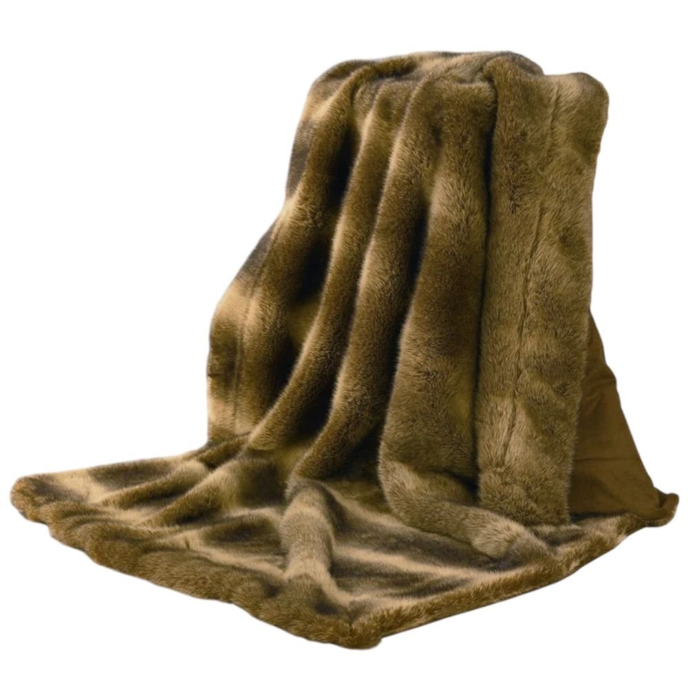 HiEnd Accents Faux Wolf Fur Throw