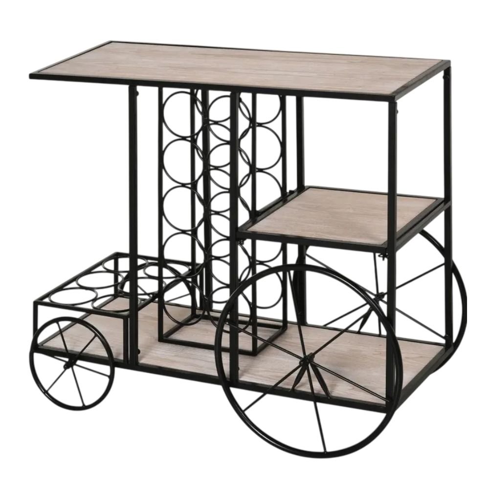HOMCOM 16-Bottle Mobile Bar Cart