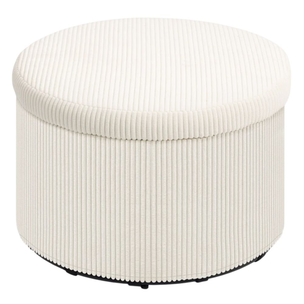 HOMCOM Round Corduroy Storage Ottoman