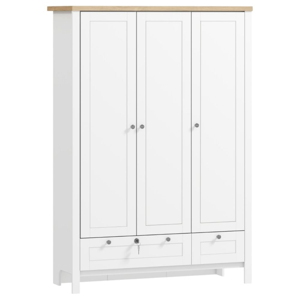 HOMCOM 3-Door Wardrobe With Drawers