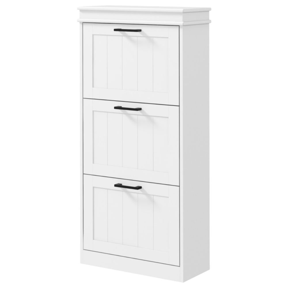 HOMCOM 3 Flip Drawer Shoe Cabinet for 15 Pairs, White