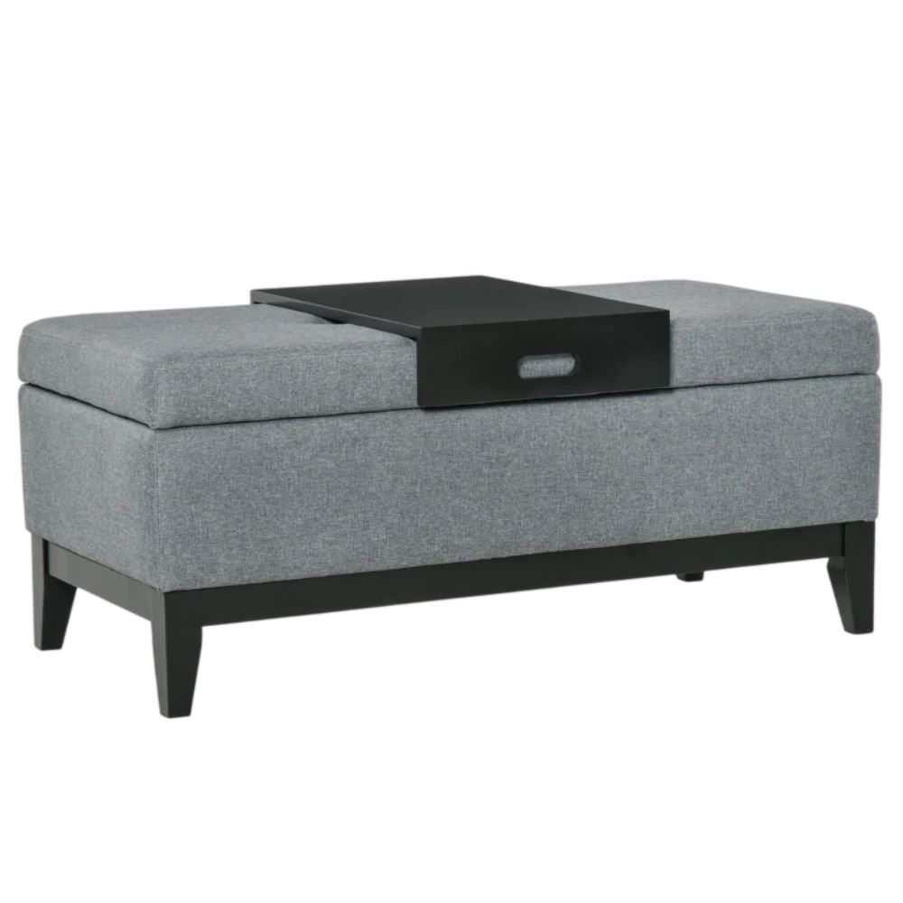 HOMCOM Linen Storage Ottoman Bench With Removable Tray