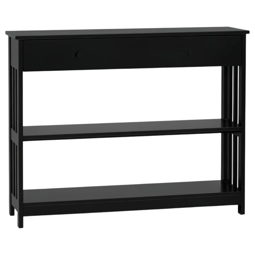 HOMCOM Console Table With Drawers and 2 Shelves, Black