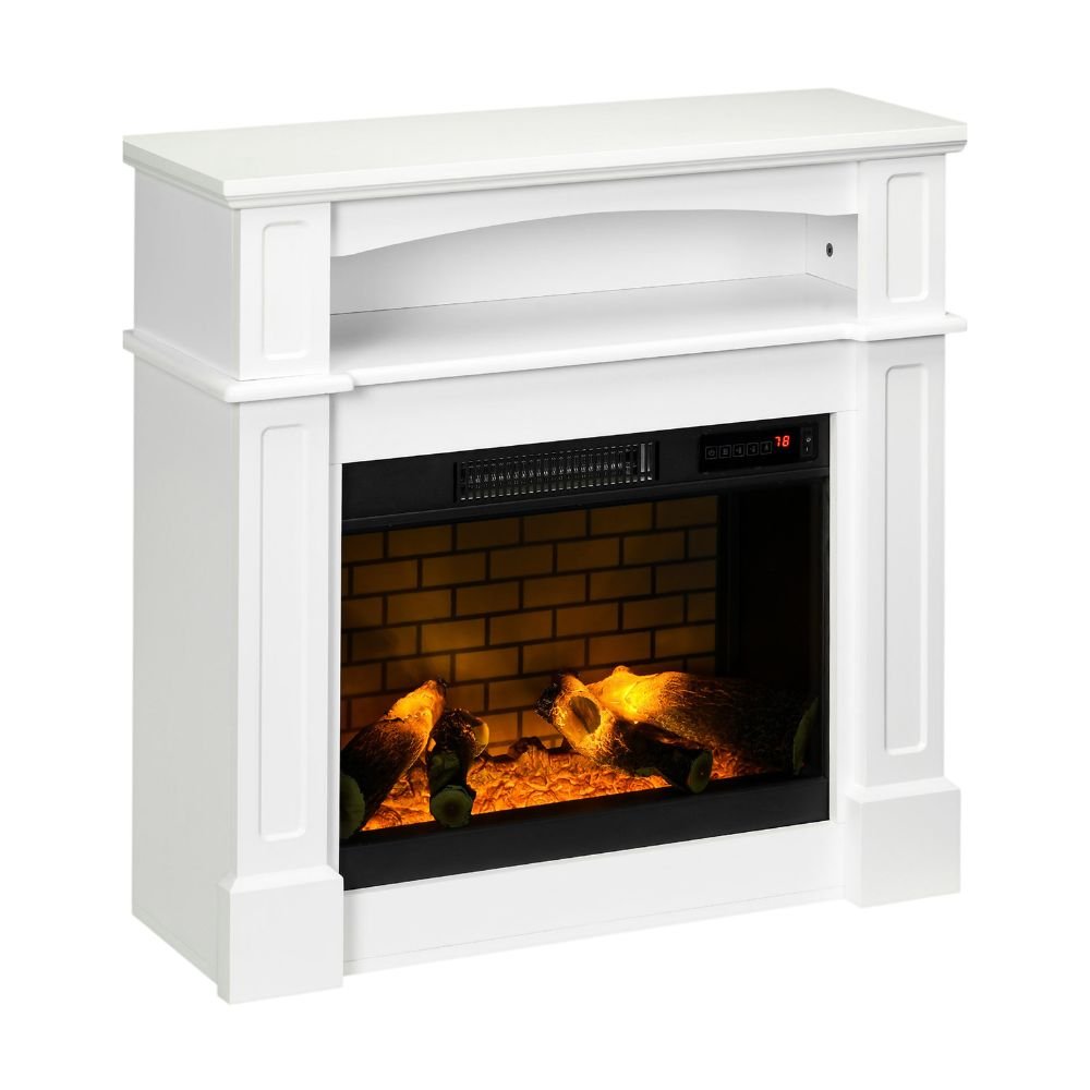 HOMCOM Electric Fireplace With Wood Mantel and Shelf