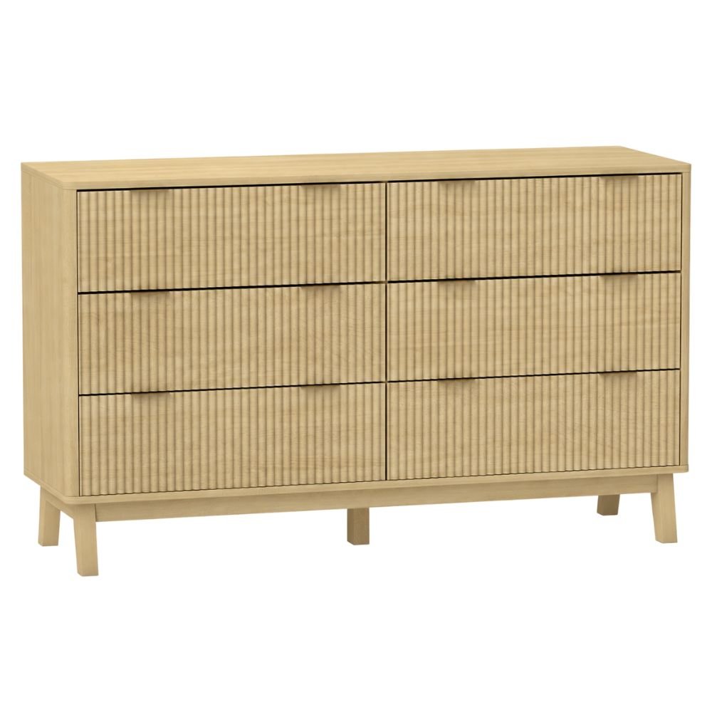 HOMCOM Fluted 6-Drawer Double Dresser