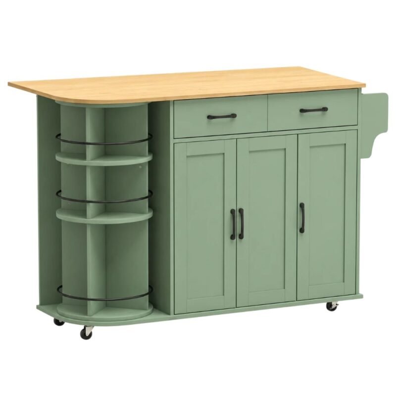 HOMCOM Kitchen Island With Power Outlet and Drop Leaf