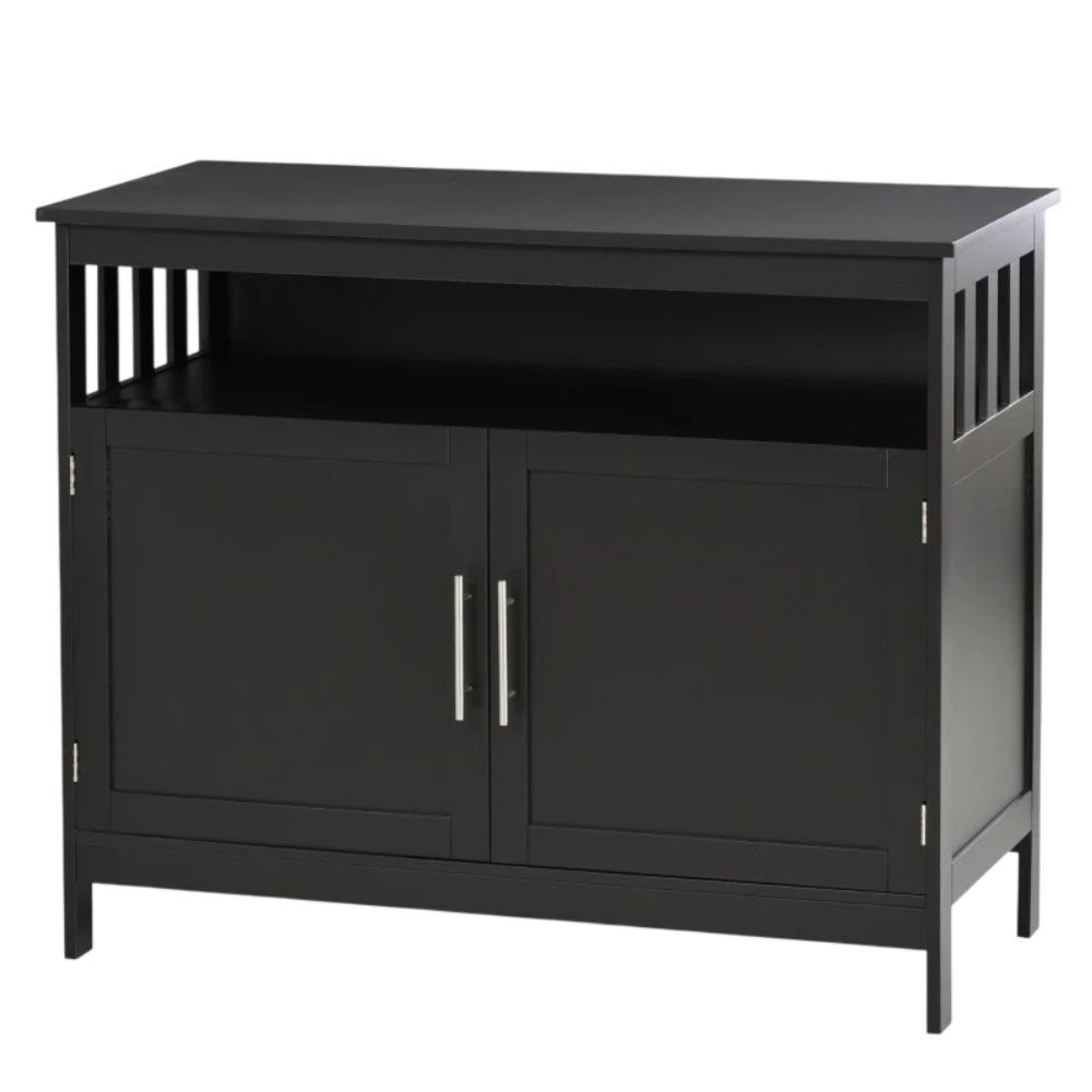 HOMCOM Kitchen Sideboard With Open Shelf, Black