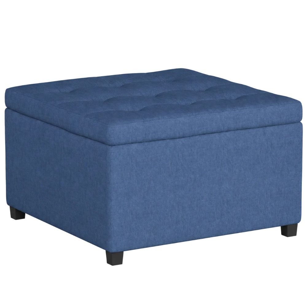 HOMCOM Button-Tufted Storage Ottoman With Flip Top