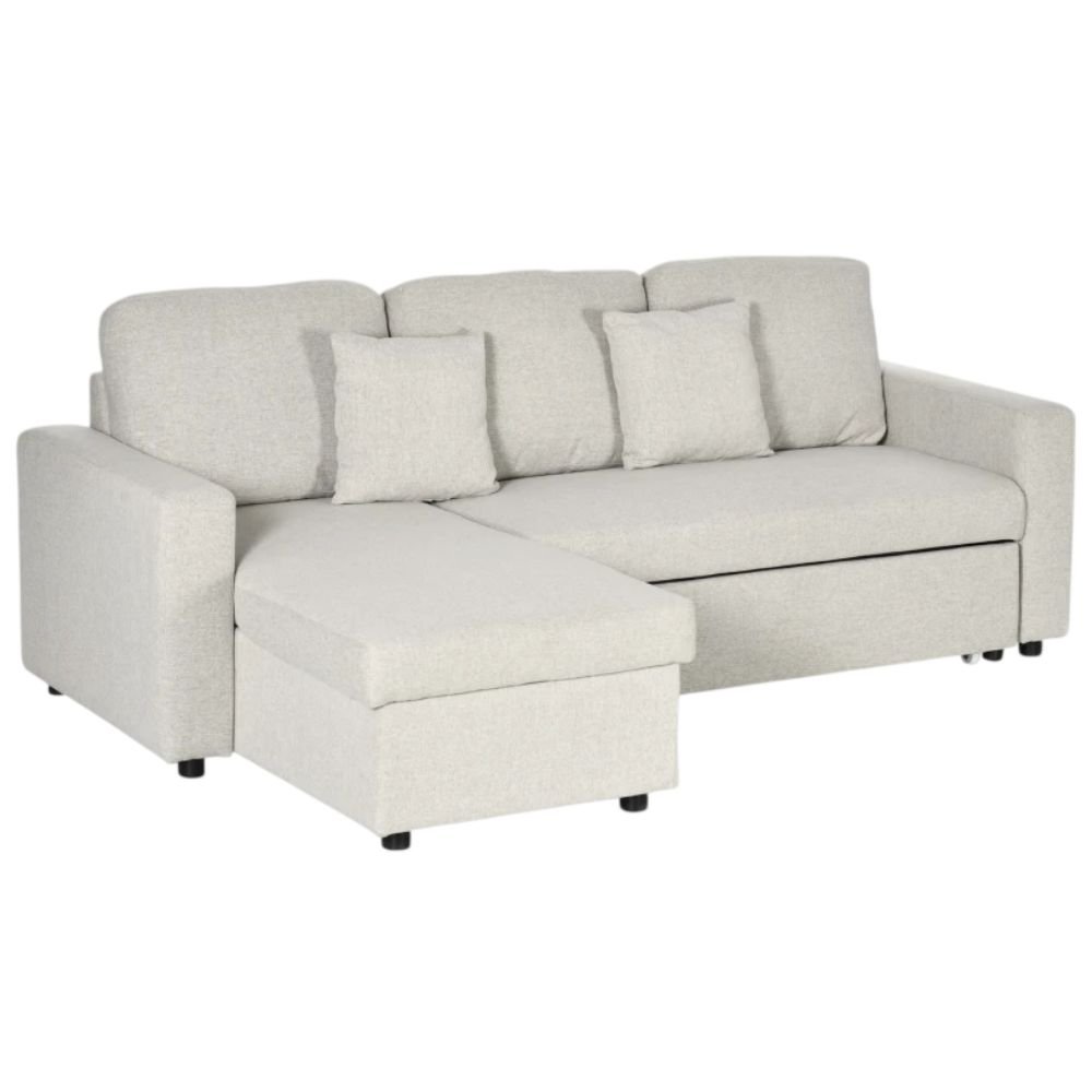 HOMCOM Sectional Sleeper Sofa With Pull-Out Bed and Storage Chaise