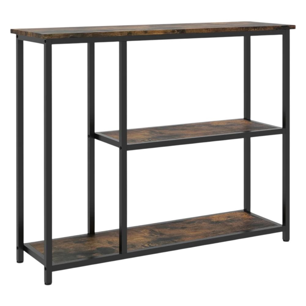 HOMCOM Console Table With 2 Storage Shelves, Steel Frame