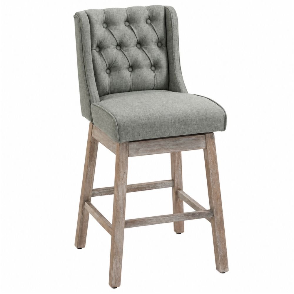 HOMCOM Swivel Barstools With Solid Wood Legs, Set of 2