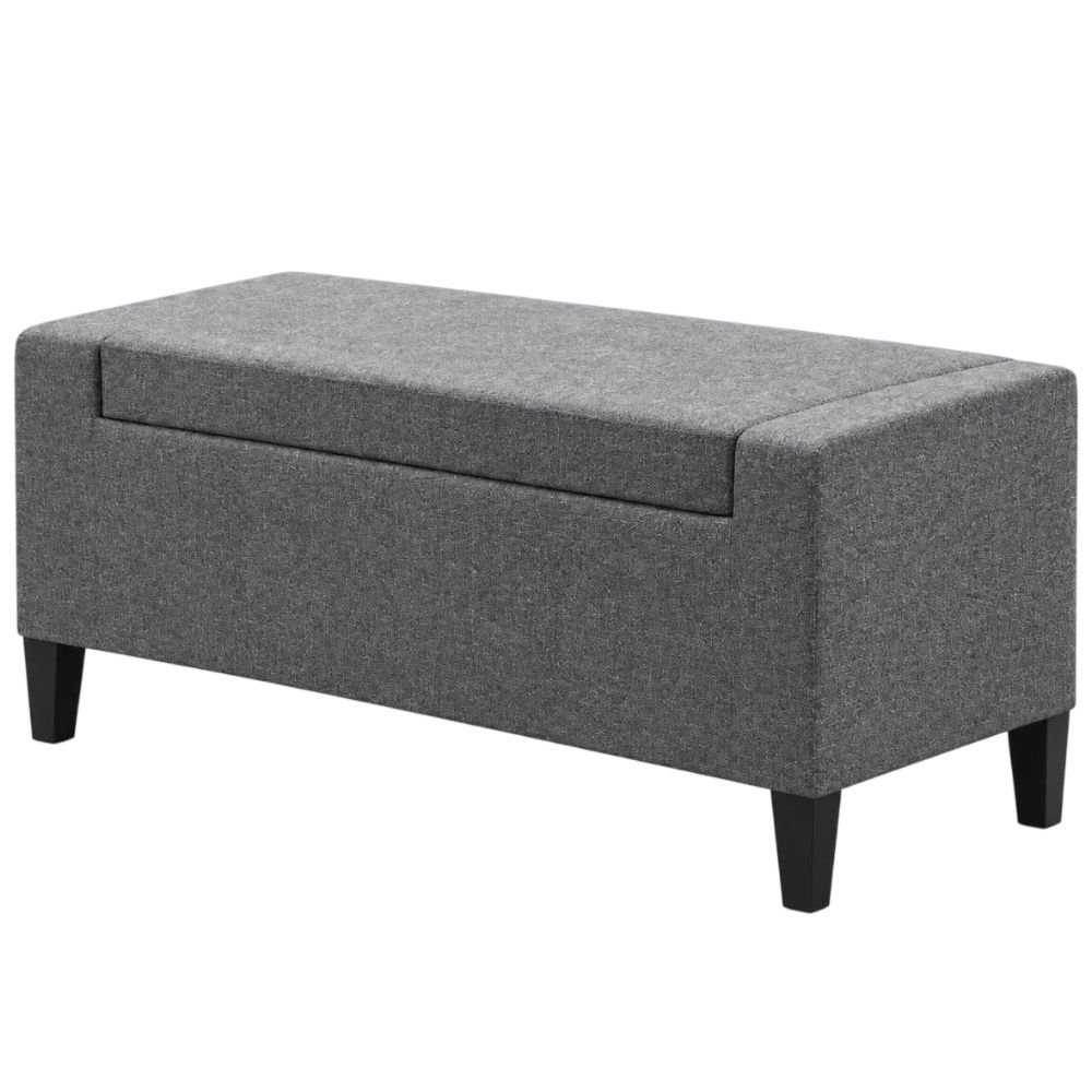 HOMCOM Linen Lift-Top Storage Ottoman Bench