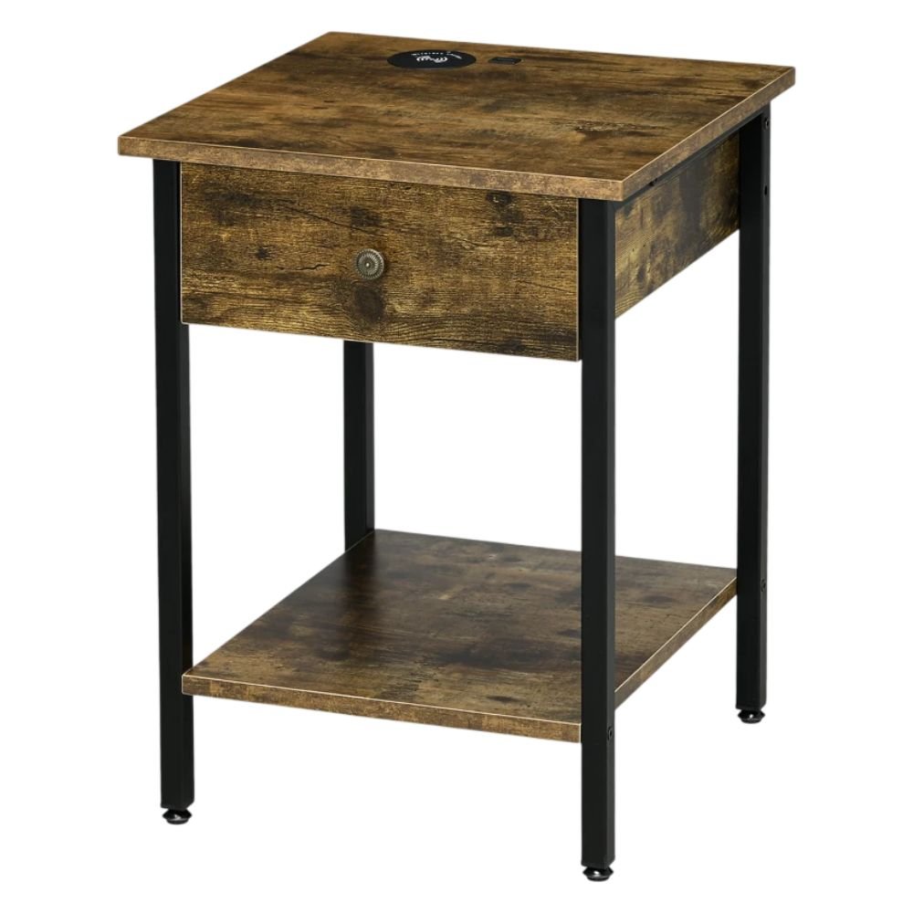HOMCOM End Table With Wireless Charging Station