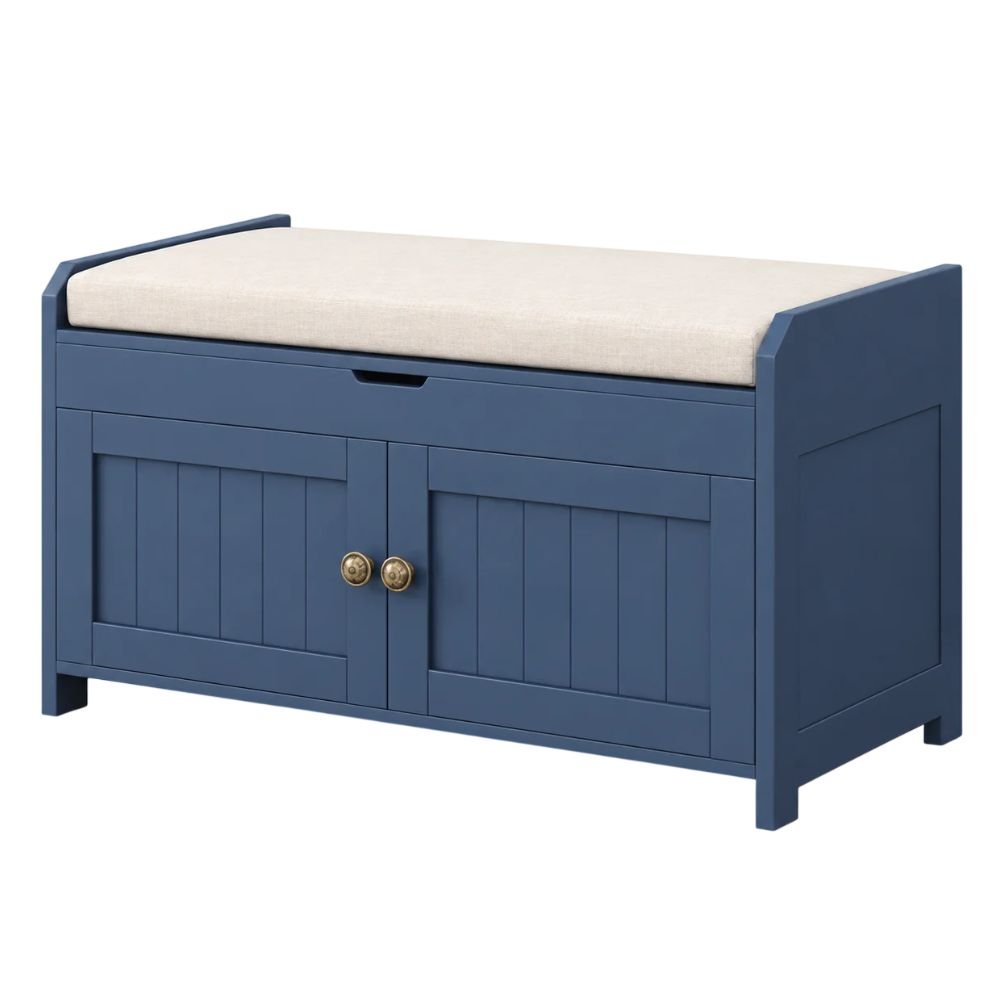 HOMEFORT Lift-Top Shoe Bench With Cabinet Doors