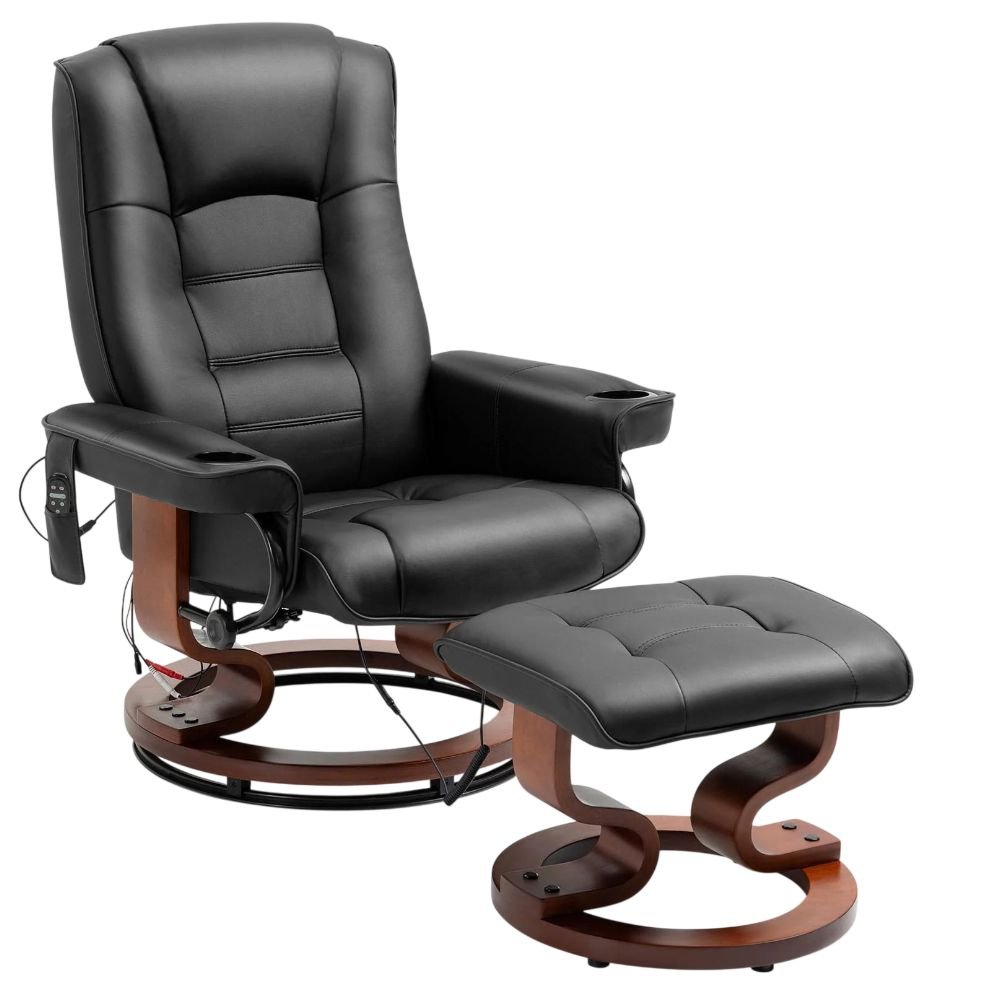 Homrest Faux Leather Swivel Recliner With Ottoman